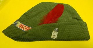 Vintage Narragansett Beer Corduroy Oktoberfest Hat W/ Feather N.  O.  S.