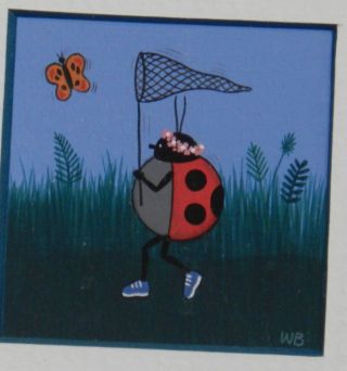 Wendy Burrows Chicago Modern Art Miniature Painting Lady Bug Butterfly Hunting