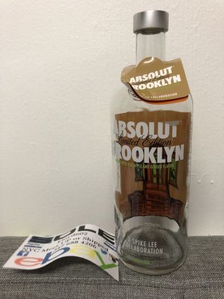 Empty Absolut Vodka Brooklyn Spike Lee Collector Bottle Empty 1 Liter Nyc