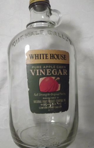 Vintage White House Half Gallon Vinegar Jug Smaller Loop Handle