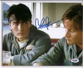 Charlie Sheen Autograph Signed 8x10 Photo Men At Work Psa/dna Certified