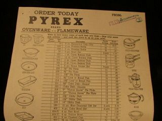 Vintage advertising Brochure Pyrex order form price ovenware glass dishes 1949 2