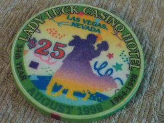 Lady Luck Casino Hotel $25 Hotel Casino Gaming Chip Las Vegas,  Nv