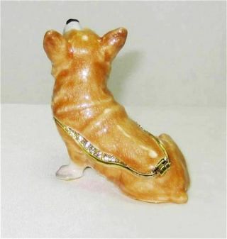 Royal Corgi Dog Jeweled Trinket Box w Matching Pendant 3