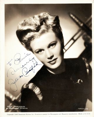 Actress Joan Caulfield,  Signed Vintage Studio Photo.
