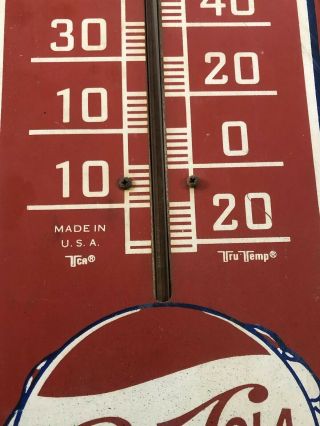 Vintage Advertising Pepsi - Cola Double Bottle Cap Thermometer 27 