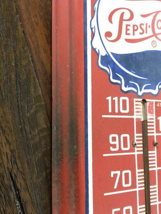 Vintage Advertising Pepsi - Cola Double Bottle Cap Thermometer 27 