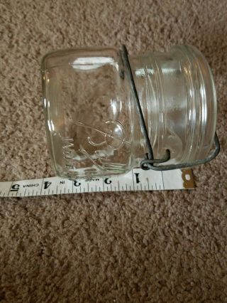 4 VINTAGE CLEAR BALL ECLIPSE WIDE MOUTH PINT JAR WITH WIRE BAIL & LID 4
