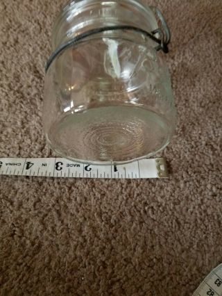 4 VINTAGE CLEAR BALL ECLIPSE WIDE MOUTH PINT JAR WITH WIRE BAIL & LID 5