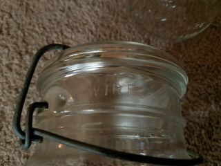 4 VINTAGE CLEAR BALL ECLIPSE WIDE MOUTH PINT JAR WITH WIRE BAIL & LID 6