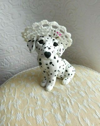 Dalmatian With Summer Bonnet Sculpture Clay By Raquel At Thewrc
