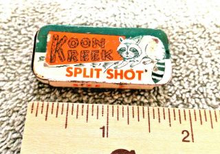 Vintage Tin Koon Kreek Split Shot Size 7,  Metal Tins Open With 2 Fingers.
