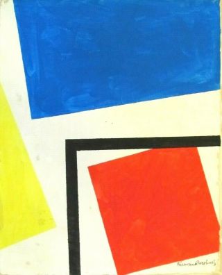 Vintage Abstract Painting Signed Theo Van Doesburg,  Modern Art