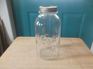 Vintage Clear Glass Ball Perfect Mason Half Gallon Canning Jar With Lid