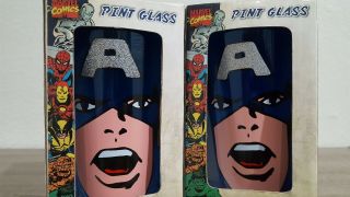2011 Captain America Marvel Comics Pint Glasses Set Of 2