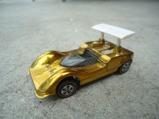 Vintage Mattel Hot Wheels Redline Chaparral 2G Gold Car w/ Wing USA 2