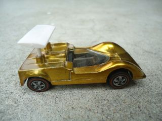 Vintage Mattel Hot Wheels Redline Chaparral 2G Gold Car w/ Wing USA 6