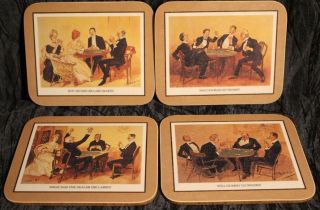 4 Coasters With Images Of Card Playing (art Work From L Raven Hill)