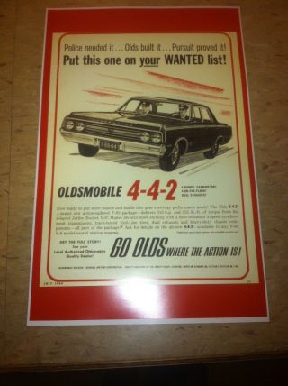 Vintage 1964 Oldsmobile 442 Advertisement Poster Man Cave Gift Art Decor Z403