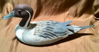 Vintage Hand Carved Wood Pintail Drake Duck Decoy