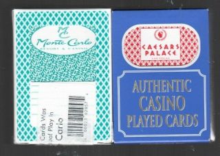 2 Decks Of Las Vegas Casino Cards Monte Carlo & Caesars Palace Casinos