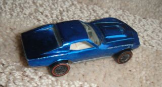 Custom Corvette Red Line Hot Wheel Is Blue & Dated 1968