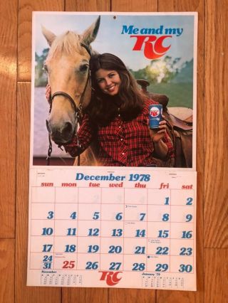 Vintage 1979 Wall Calendar Advertising Rc Cola Cowgirl Model With Horse Complete