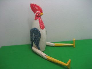 Vintage Hand Made Painted Wood Chicken Hen Rooster Figurine 29 " Tall