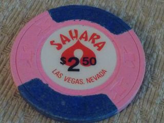 Sahara Hotel & Casino $2.  50 Hotel Casino Gaming Chip Las Vegas,  Nv