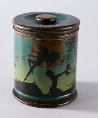 1920s Henry Clive Canco Tin Dancing Nymphs And Satyr In Silhouette Cigar Tin Nr