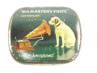 Antique Tin Plate Box Of Hmv His Masters Voice The Pianissimo Gramophone Needles