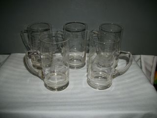 Etched Glass Crystal Beer Mugs Tankards Applied Handles