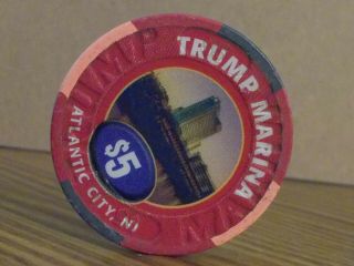 TRUMP MARINA HOTEL CASINO $5 Hotel Casino Gaming Chip Atlantic City,  NJ 3