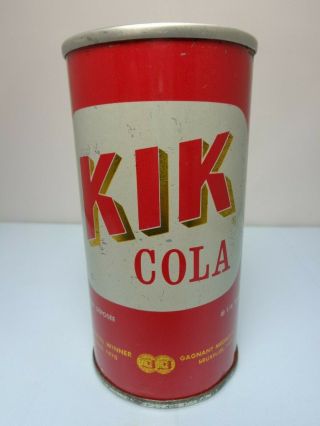 10oz.  Kik Cola Straight Steel Pull Tab Soda Pop Can Canada