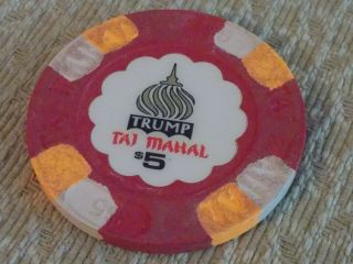Trump Taj Mahal Casino $5 Hotel Casino Gaming Chip Atlantic City,  Nj