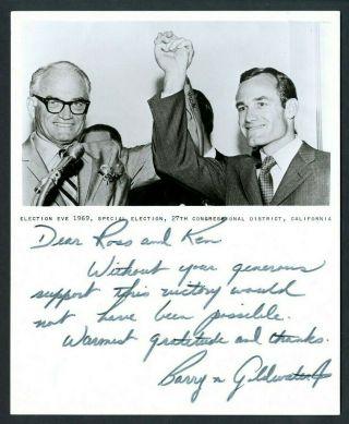 Barry Goldwater Jr Signed Autographed 8 X 10 Photo 1969 With Father.  - Andymadec