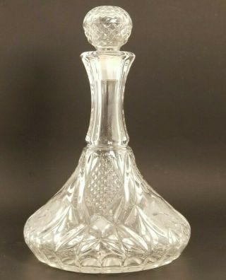 Vintage Clear Etched Glass Decanter Bourbon Whiskey Scotch Genie Bottle