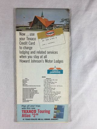 1967 Vintage Ohio Road Map Texaco Gas Oil Service Filling Station Advertising 4
