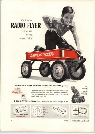 1955 Paper Ad Radio Flyer Red Coaster Wagon Rex Line