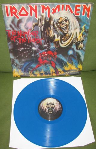 Iron Maiden The Number Of The Beast Uk 1982 Emi Ltd Ed Blue Vinyl,  Bonus Track