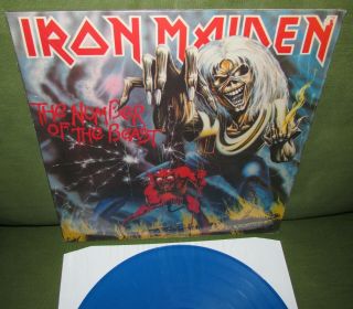 IRON MAIDEN The Number Of The Beast UK 1982 EMI LTD ED BLUE VINYL,  Bonus Track 2