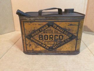 Vintage Borco 1 Gallon Oil Can Rare Pre 1920s Mobil Tydol Cities Sinclair