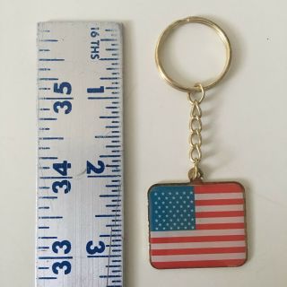 Vintage Vfw American Flag Plastic Key Fob / Ring Veterans Of Foreign Wars Usa