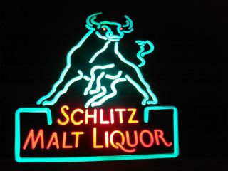 Vintage Schlitz Bull Lighted Sign.  Malt Liquor.  Bar.  Tavern.  Man Cave.