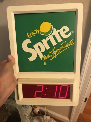 Vintage Sprite Soda Pop Lighted Digital Wall Clock Sign Advertising
