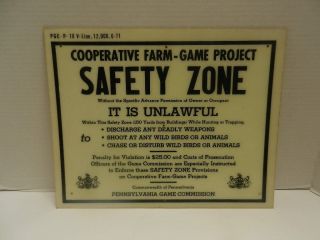 Vintage Nos Fiberglass 1971 Pennsylvania Game Commission Hunter Safety Zone Sign