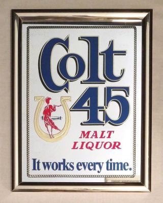 Vintage Colt 45 Heileman Brewing Company Beer Man Cave Advertising Mirror Sign