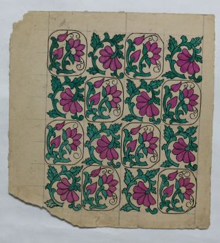 Old Textile Wooden Block Print Designs Handmade On Old Paper Painting Decorative