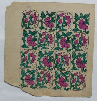 Old Textile Wooden Block Print Designs handmade on old paper painting decorative 2