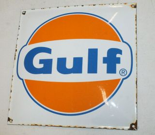 Gulf Oil Vintage Style Porcelain Signs Gas Pump Man Cave Station 12